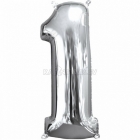 45cm x 66cm Skaitlis 5 Folija balons Super figure Sudrabs