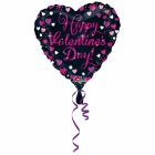 Sirds formas balons Valentīna Dienai - Rozā svētki. Izmērs 43cm., piepūšams ar hēliju 
