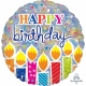 Jumbo Holographic "Shimmer Birthday Candles" Foil Balloon, P45, 81 x 81 cm