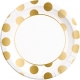 8 Papīra  Šķīvji  23 cm GOLD DOTS