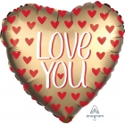 Folija balons "Jumbo Love You Gold" Satin Luxe liels sirds formas balons 71 x 71 cm, hēlija apjoms 0.054 kbm