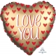 Folija balons "Jumbo Love You Gold" Satin Luxe liels sirds formas balons 71 x 71 cm, hēlija apjoms 0.054 kbm