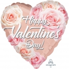 Folija balons "Valentīna rozā zelta rozes", sirds formas balons, 43 cm,