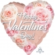 Folija balons "Valentīna rozā zelta rozes", sirds formas balons, 43 cm,