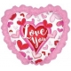 Folijas hēlija sirds formas balons "I Love You"  rozā, ar kruzuli, izmērs 80 cm