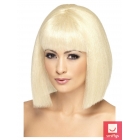Koķetes blonda parūka, īsa, taisna, ar čolku