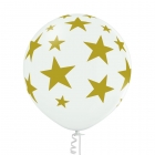 "Zvaigznes" 1 gab. 24"/60 cm lateksa balons Pastelis: 002 Balts. Druka: 1 Krāsa(s) / 5 Puses