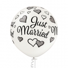 "Tikko precējušies" 1 gab. 24"/60 cm lateksa balons Metālika: 070 Pērļu balts. Druka: 1 Krāsa(s) / 5 Puses