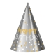 Cepurītes “Happy Birthay – zelta un sudraba konfeti”, folija/papīrs, 12 gab.