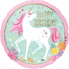 Folijas hēlija balons "Vienradzis -  Happy Birthday", 43 cm