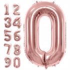 Ciparu "0" - "9" formas folija baloni rozā-zelta krāsa, izmērs 86 cm .