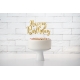 Tortes toperis “Happy Bithday”, zelts, 22,5 cm, laminēts papīrs  