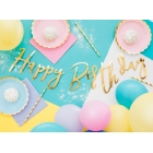 Burtu baneris “Happy Bithday”, zelts, 16x62 cm, laminēts papīrs 