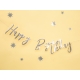 Burtu baneris “Happy Bithday”, sudrabs, 16x62 cm, laminēts papīrs  