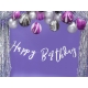 Burtu baneris “Happy Bithday”, sudrabs, 16x62 cm, laminēts papīrs  