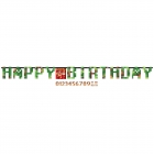 Baneris Minecraft/TNT Happy Birthday ar ciparu “0” - “9”  formas uzlīmes, 3,2m x 25cm 