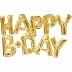 Super figūra frāze "Happy BDAY" zelta folijas balons  Iepakojums d 76 x 48 cm