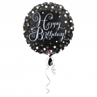 Folija balons - Dzirkstoša Dzimšanas diena, rozā - izmērs 43cm, piepūšams ar hēliju vai gaisu