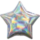 Standard Holographic Iridescent Silver Star Foil Balloon S55 Packaged
