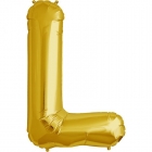 Burtu balons zelta krāsā  "L",  87cm, folijas figūra paredzēta piepūšanai ar hēliju