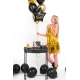 Folija balons Dzimšanas dienai – Melna ar zeltu zvaigzne Happy Birthday – 43cm, piepūšams ar hēliju vai gaisu 