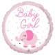 Folija balons “Baby Girl Zilonis”, rozā, apaļš, 43cm, S40