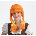 Pepija Garzeķe - Bavāriešu meitene - Octoberfest parūka, oranža ar čolku