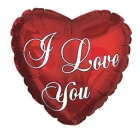 Folijas sirds formas balons "I Love You Script", sarkans, 43 cm