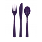 Galda piederumi violeti, 18 gab. plastmasas.(6 dakšas, 6 karotes, 6 naži)