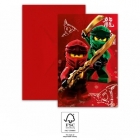 Ielūgumi "Lego® Ninjago"- kārtiņa ar aploksni, 6 gab