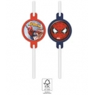 Kokteiļu salmiņi 'Spiderman' 22 cm, 4 gab, papīra