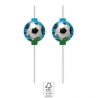 Kokteiļu salmiņi 'Futbols' 22 cm, 4 gab, papīra