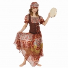 Bērnu čigānu kostīms – svārki uz gumijas, blūze un lakats, 140 cm