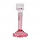 Rozā stikla svečturis ar gradientu 16 cm