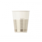 8 papīra krūzītes 250 ml ar elegantām baltā zelta svītrām