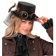 Steampunk cilindrs ar brillēm un spalvu 