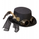 Steampunk cilindrs ar brillēm un spalvu