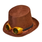 Steampunk cilindrs ar brillēm, filcs 15 cm